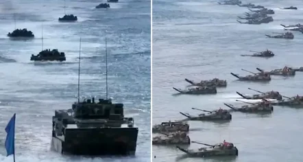 Pamje dramatike: Kina i shkon te bregu Tajvanit, tanket amfibe e veshin detin me çelik