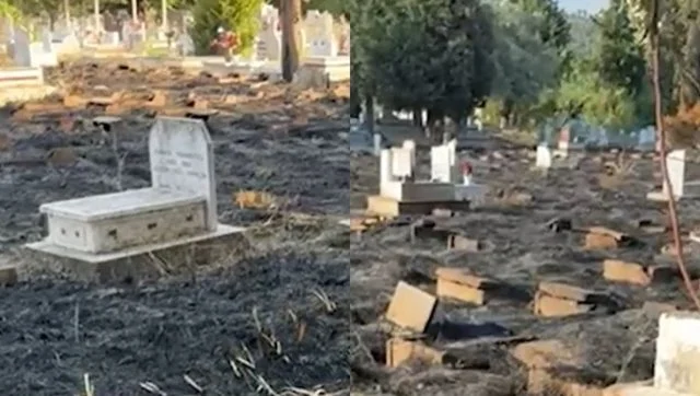 Përfshihet nga zjarri një zonë varrezash në Elbasan, digjen disa varre, ja për çfarë dyshohet