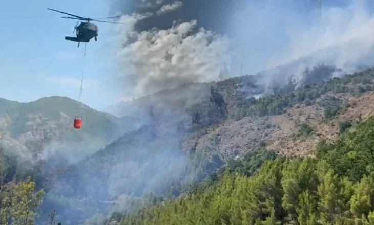 Riaktivizohet zjarri në masivin pyjor të Shkopetit, për shuarjen e flakëve ndërhyn edhe helikopteri
