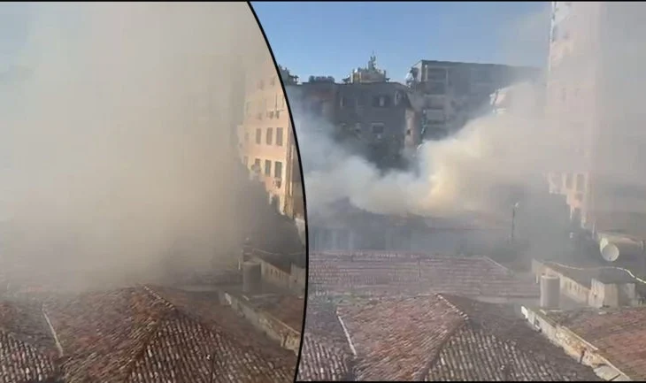 Shuhet zjarri tek Pazari i Ri, shtëpia 2-katëshe kthehet në hi në pak minuta, tymi mbulon zonën
