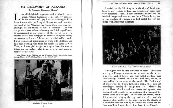 The Horn Book Magazine (1928) / Elizabeth Cleveland Miller: ‘Zbulimi im i Shqipërisë dhe fëmijët që ndihmova nëpërmjet Kryqit të Kuq…’