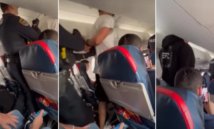 VIDEO/ Panik në ajër! 23-vjeçari shqiptar konfliktohet me stjuardesën dhe tenton të hap derën e emergjencës