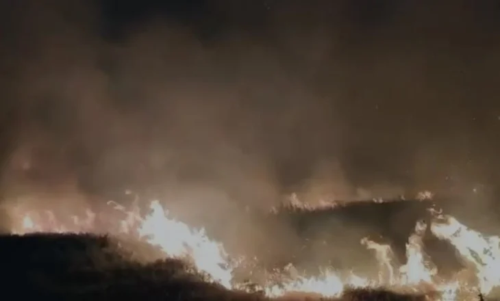 Vijon me epërsi zjarri në malin e Shashicës në afërsi të fshatit Kaninë, rrezikohen disa banesa