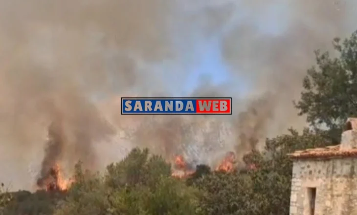Zjarr në fshatin Kalasë të Delvinës, flakët pranë banesave – VIDEO