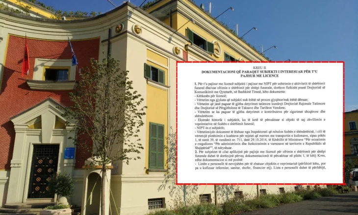 Bashkia e Tiranës miraton kushtet për licencimin e subjekteve që ofrojnë shërbime funerale