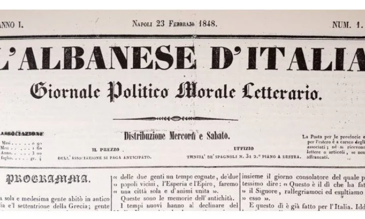 Bota kulturore arbëreshe në gazetën “Shqiptari i Italisë” (1848)￼
