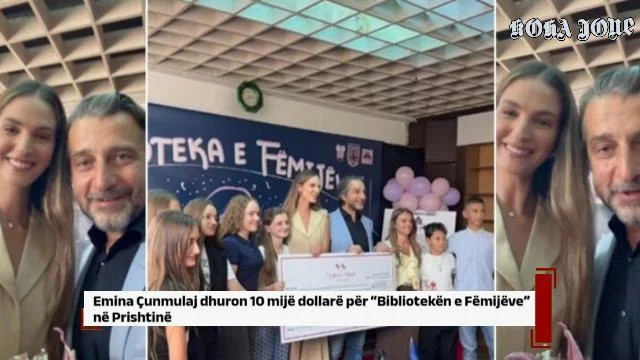 Emina Çunmulaj dhuron 10 mijë dollarë për “Bibliotekën e Fëmijëve” në Prishtinë