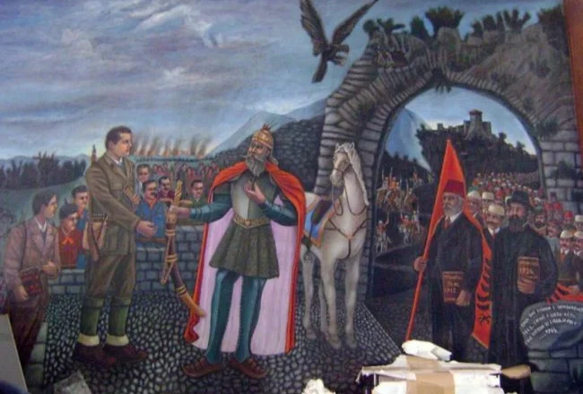 Enver Hoxha dhe Skënderbeu në një pikturë!