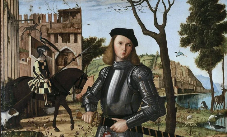 Fisnikëria Arbërore: Portreti i një kalorësi i vitit 1510, një pikturë me teknikën vaj në pëlhurë nga Viktor Karpaçi (Vittore Carpaccio), artist arbëror i Humanizmit dhe Rilindjes venedikase