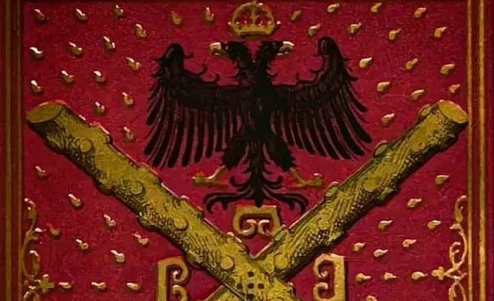 Flamuri që Maksimiliani I, Perandori i Perandorisë së Shenjtë Romake i dhuroi kapitenit dhe kontit shqiptar, Mërkur Buas (1510)