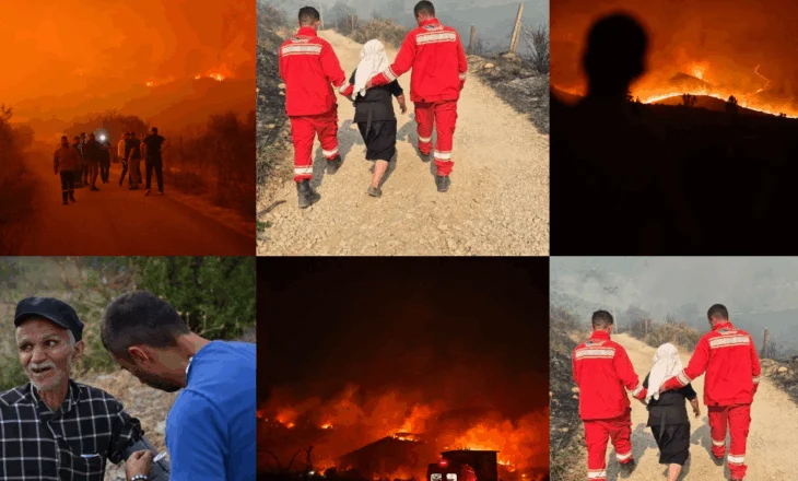 Foto sa 1000 fjalë, zjarrëfikësit dhe qytetarët në mes të flakëve