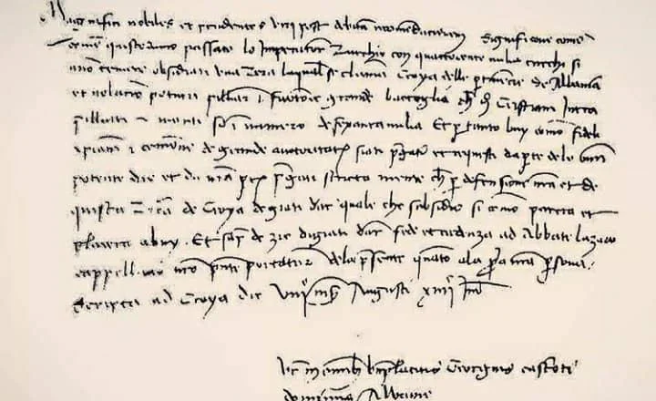 Letra e Skënderbeut drejtuar Senatit të Republikës së Sienës për fitoren shqiptare të arritur gjatë Rrethimit të parë të Krujës