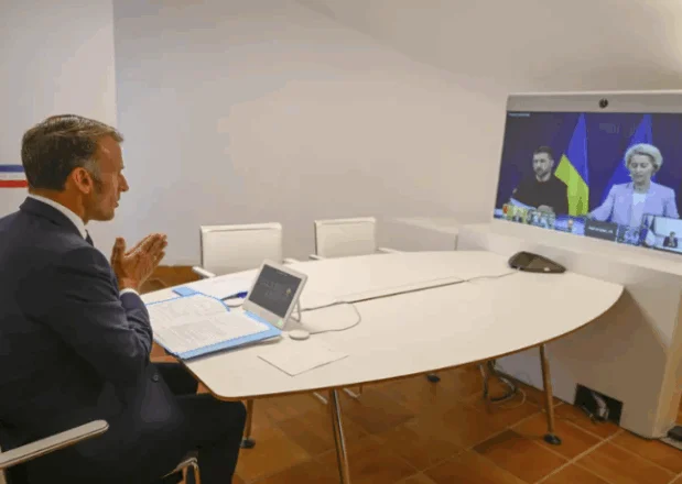 Nis samiti online i “Aleancës për Ukrainën”, Macron: Po hartojmë strategjinë para vizitës së Zelensky-t në Uashington