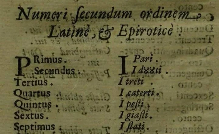 Numrat në “Fjalorin latinisht-shqip” (Dictionarum latino-epiroticum) të Frang Bardhit shkruar më 1635