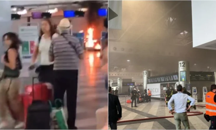 Panik në aeroportin e Malpensës, një person i vë flakën sportelit të biletave