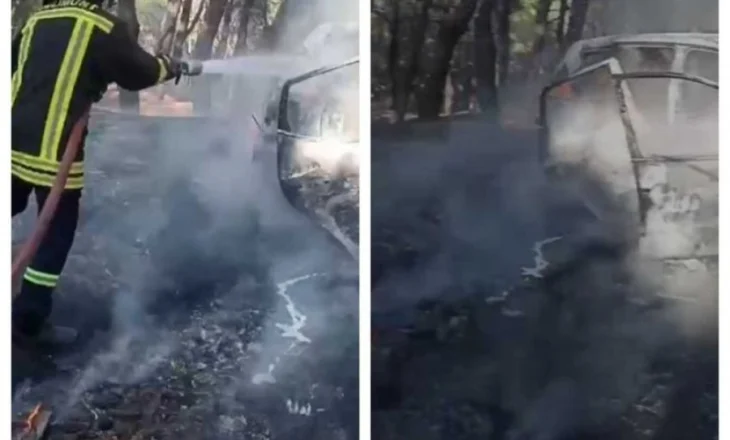Përfshihet nga flakët makina në Vlorë, rrezikohet pylli i Sodës