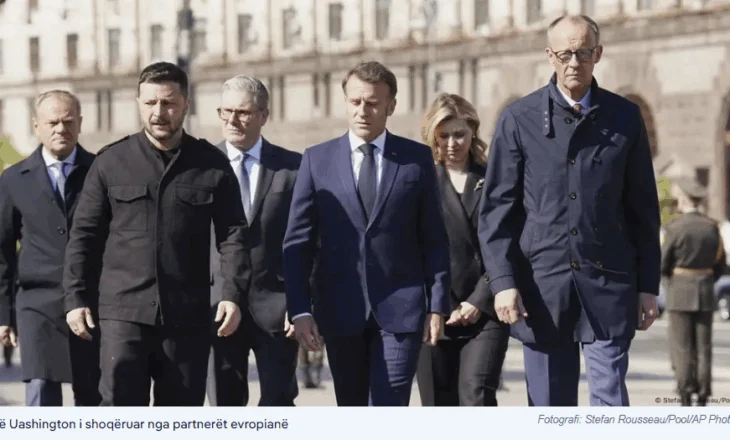 Presidenti ukrainas Zelenski dhe liderët kryesorë europianë në rresht para Trumpit!