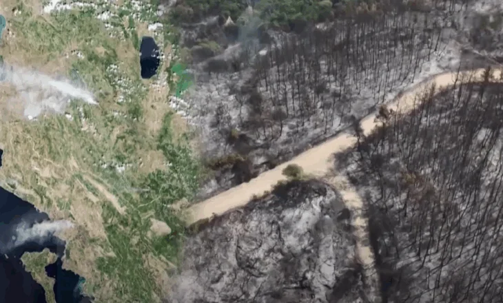 Sateliti i BE fotografoi pasojet e zjarreve mbi Delvinë dhe Gramsh