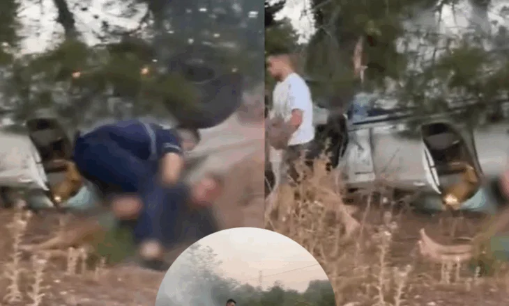 “Shpejt, shpejt ambulancën”/ Polici hero shpëton 4 të aksidentuarit! I nxjerr nga makina që po shpërthente