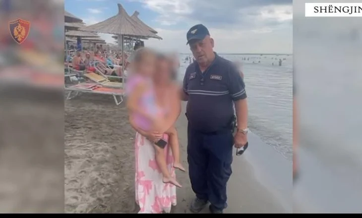 Vajza 4-vjeçare nga Kosova humbet në plazhin e Shëngjinit, policia e gjen dhe ia dorëzon familjes