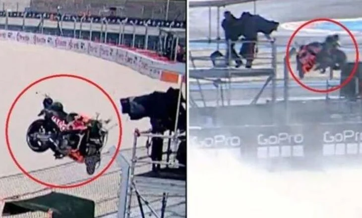 VIDEO/ Incident i frikshëm në MotoGP, kameramani i shpëton mrekullisht përplasjes