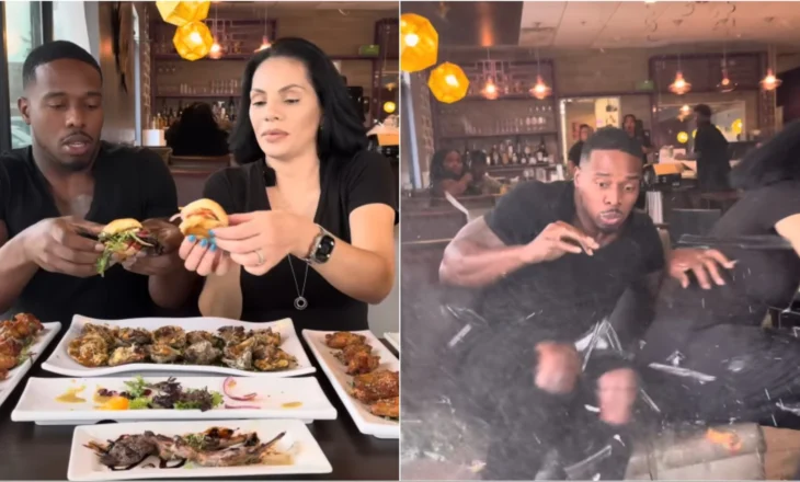 Video/ Po filmonin veten duke ngrënë, çifti i influencerave goditen nga makina në restorant