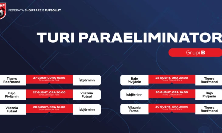 Vllaznia nis nesër rrugëtimin në Futsal Champions League, ndeshjet e Grupit B zhvillohen në Tiranë, në Parkun Olimpik