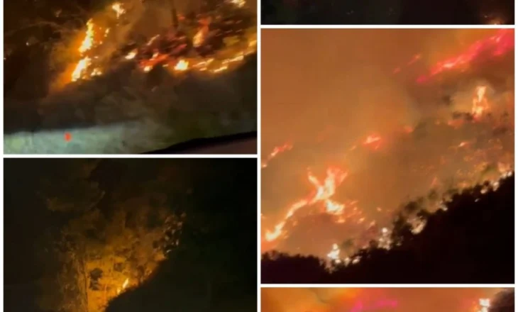 Zjarri pranë ‘Syrit të Kaltër’ kërcënon banorët. Evakuim dhe përpjekje gjatë natës për shuarjen e flakëve