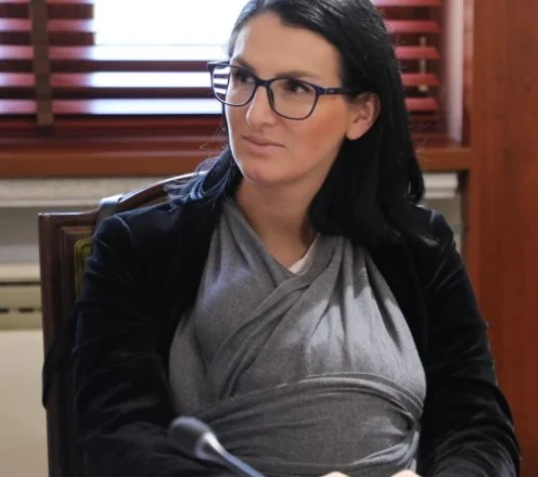 Deputetja socialiste merr pjesë në Komisionin Parlamentar bashkë me foshnjën në krahë