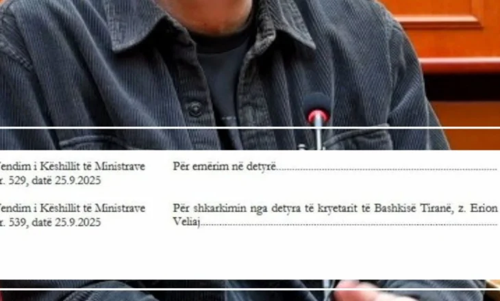 DOKUMENTI/ Publikohet në Fletoren Zyrtare vendimi për shkarkimin e Erion Veliajt
