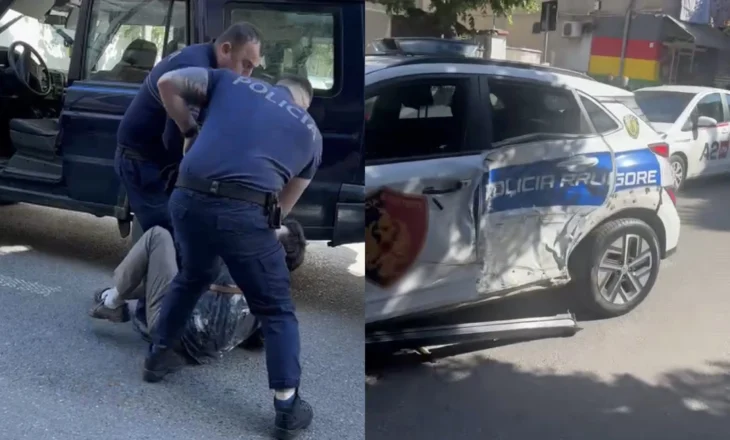 I kërkojnë të ndalet, 20-vjeçari merr përpara makinën e policisë duke e përplasur