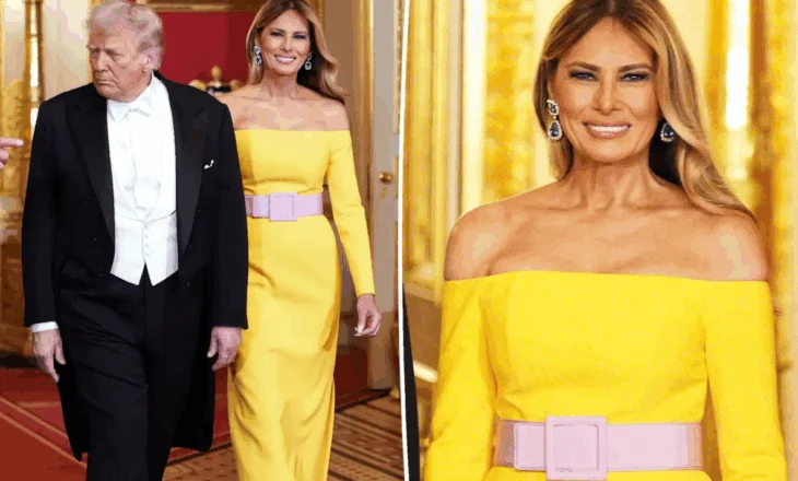 Melania Trump në qendër të darkës mbretërore, fustani i verdhë shkakton debat