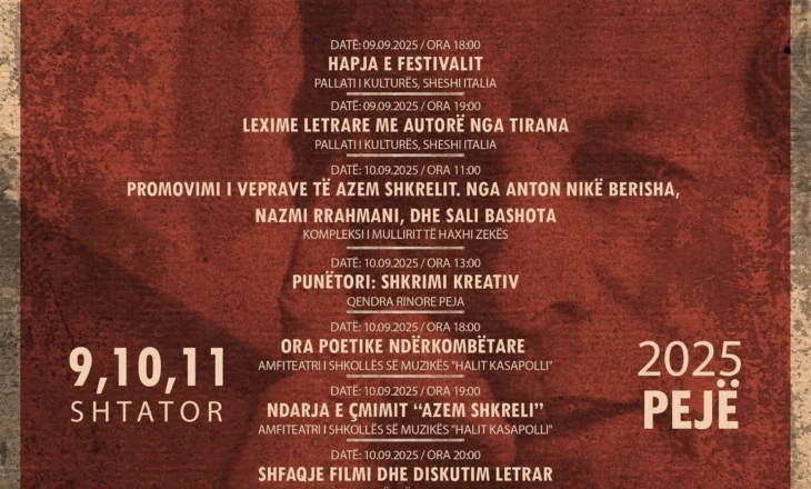 Peja gati për Festivalin Ndërkombëtar të Letërsisë “Azem Shkreli”