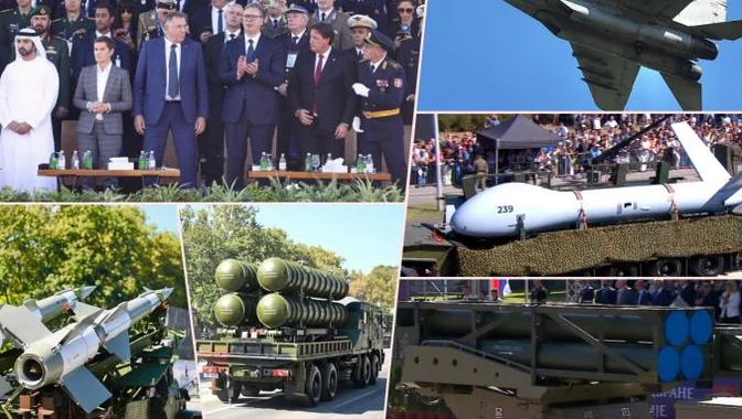 Serbia demostron forcën/ 10 mijë trupa, avionë luftarakë, tanke e dronë parakalojnë në sytë e Vuçiç