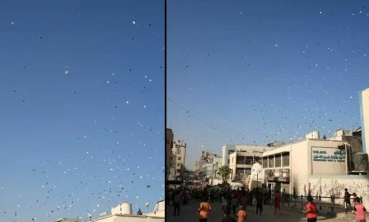 Shpresë dhe frikë në duar të vogla, fëmijët në Gaza vrapojnë për të kapur fletushkat e Izraelit