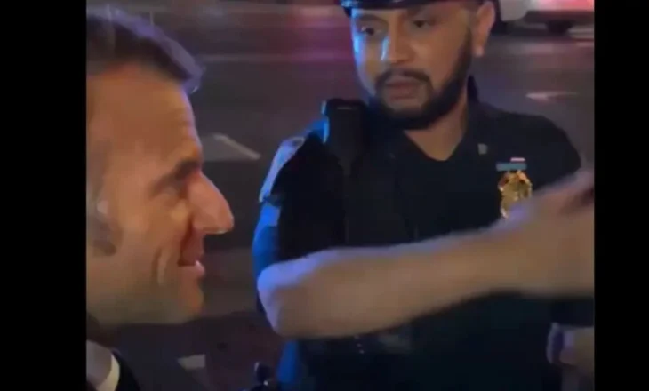 VIDEO/ Policia e ndaloi sepse po kalonte eskorta e Trump, Macron telefonon presidentin: Merreni me mend, po pres në rrugë sepse po kaloni ju