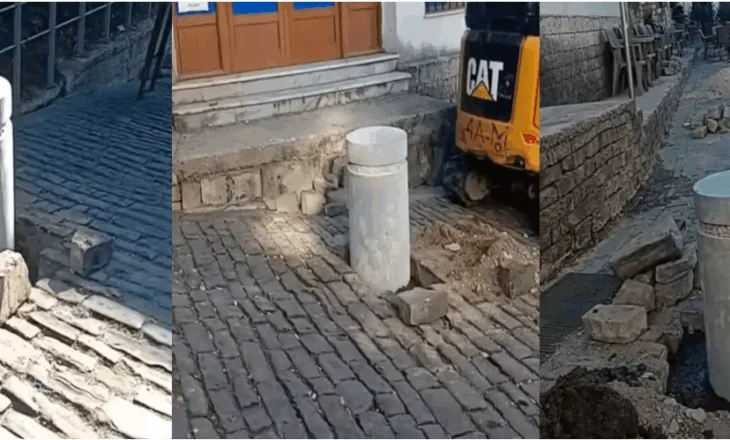 Zgjerohet zona pedonale në Gjirokastër, pistonat në kalldrëm për të penguar parkimin e makinave ngjallin debat