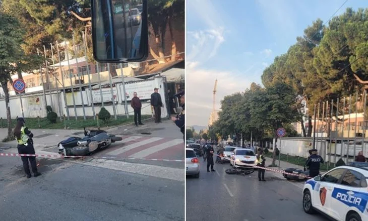 Aksident i rëndë/ Dy motorë përplasen ‘kokë më kokë’ në Tiranë, plagosen drejtuesit (DETAJET)