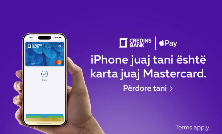 Credins Bank sjell sot Apple Pay për mbajtësit e kartave Mastercard në Shqipëri