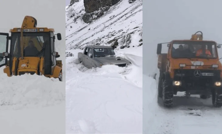 Disa persona mbetën të bllokuar në Bjeshkës e Javorrit/ Trashësia e dëborës deri në 1 metër, hapet rruga nga punonjësit e Bashkisë Tropojë