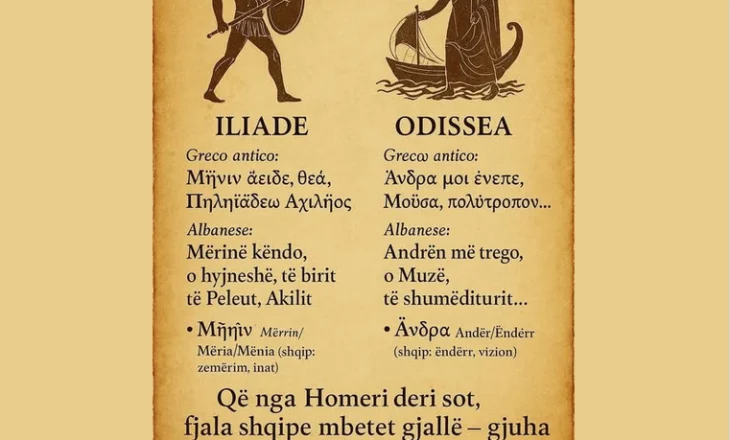 Dy veprat më të mëdha të njerëzimit, Iliada dhe Odisea, fillojnë me fjalë që sot i gjejmë vetëm në shqip