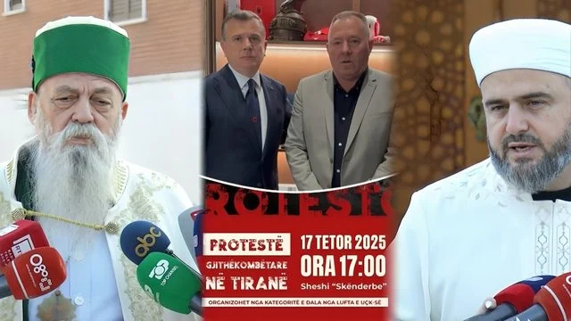 Edhe Fetë në protestë për UÇK/ Kryegjyshi Bektashi dhe Myftiu i Tiranës mbështesin kauzën e ish-krerëve të UÇK-së