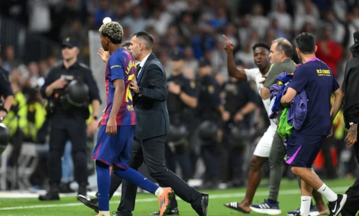 “Fol tani, fol”, përplasje edhe mes Vinicius Junior dhe Lamine Yamal në fund të “El Clasico-s” (video)