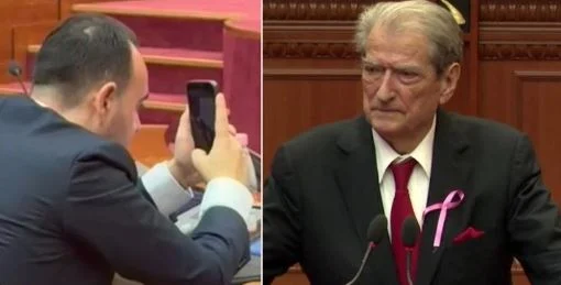 FOTO/ Balliu në rolin e kameramanit, filmon Berishën teksa flet në Parlament