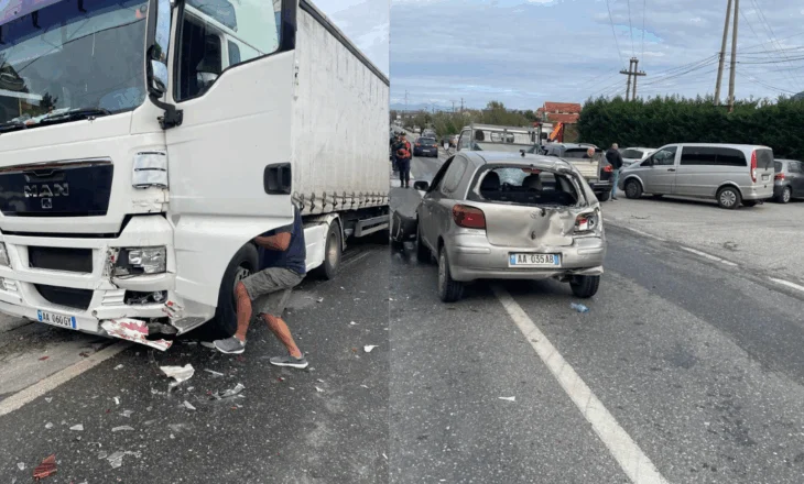 Kamioni përplaset me Toyotën në Lezhë-Shkodër, një i plagosur dhe trafik i rënduar