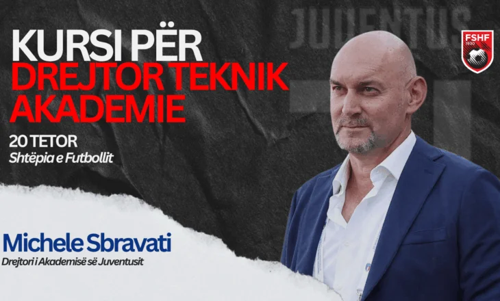 Kursi “Drejtor Teknik Akademie”, të hënën në “Shtëpinë e Futbollit” i ftuar Drejtori i Akademisë së Juventusit, Michele Sbravati