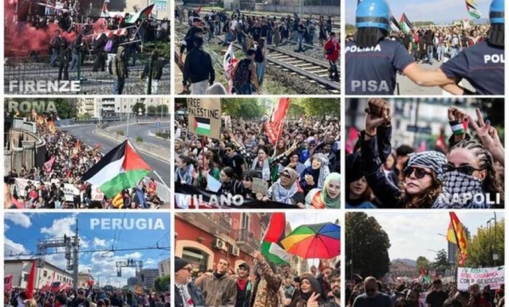 Mbi 2 milionë protestues në 100 sheshe të Italisë për Gazën, përplasje të forta me policinë