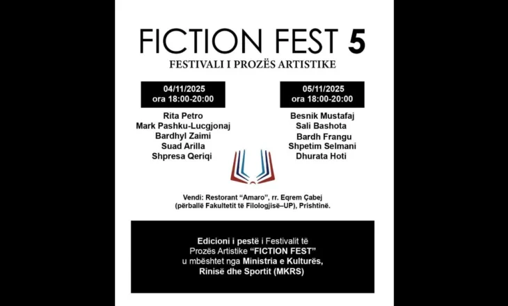 Më 4 dhe 5 nëntor në Prishtinë mbahet edicioni i pestë i “FICTION FEST”