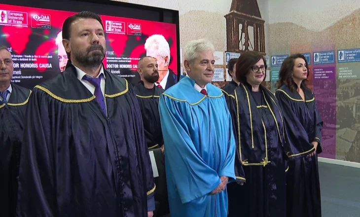 Nderohet Ali Ahmeti, lideri i BDI merr titullin “Doctor Honoris Causa” në Universitetin Europian të Tiranës