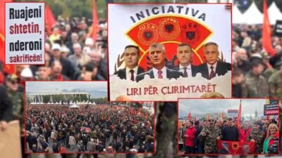 Përmbyllet tubimi në Sheshin Skënderbej/ Mijëra shqiptarë protestuan në mbrojtje të luftës: Liri për krerët e UÇK-së